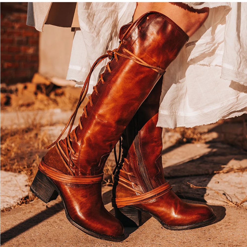 Freebird COAL lace up boho western tall boots